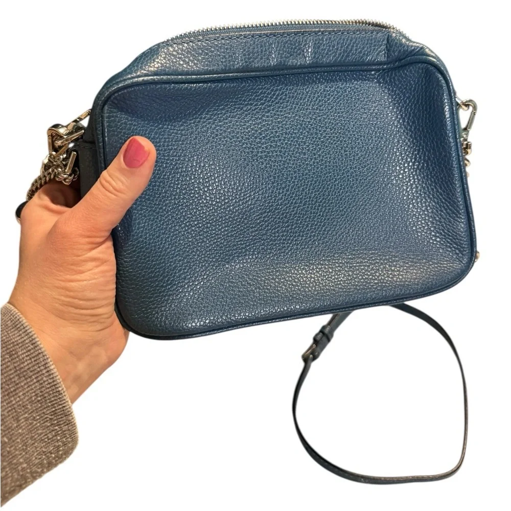 Michael kors Ginny teal pebbled leather camera bag crossbody silver hardware